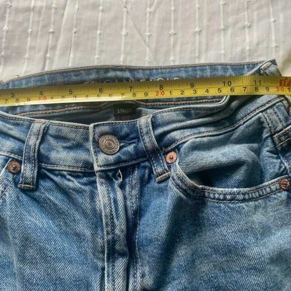 💕 American eagle mom jeans strigid blue distressed denim high waist size 24 - Picture 6 of 8